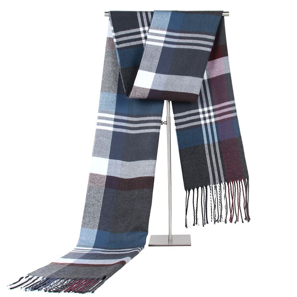 New European And American Fashion Imitated Cashmere Warm Men's Neck Middle-Aged And Elderly Striped Plaid Men's Scarf Giveaway Factory Direct Sales Application Scenario