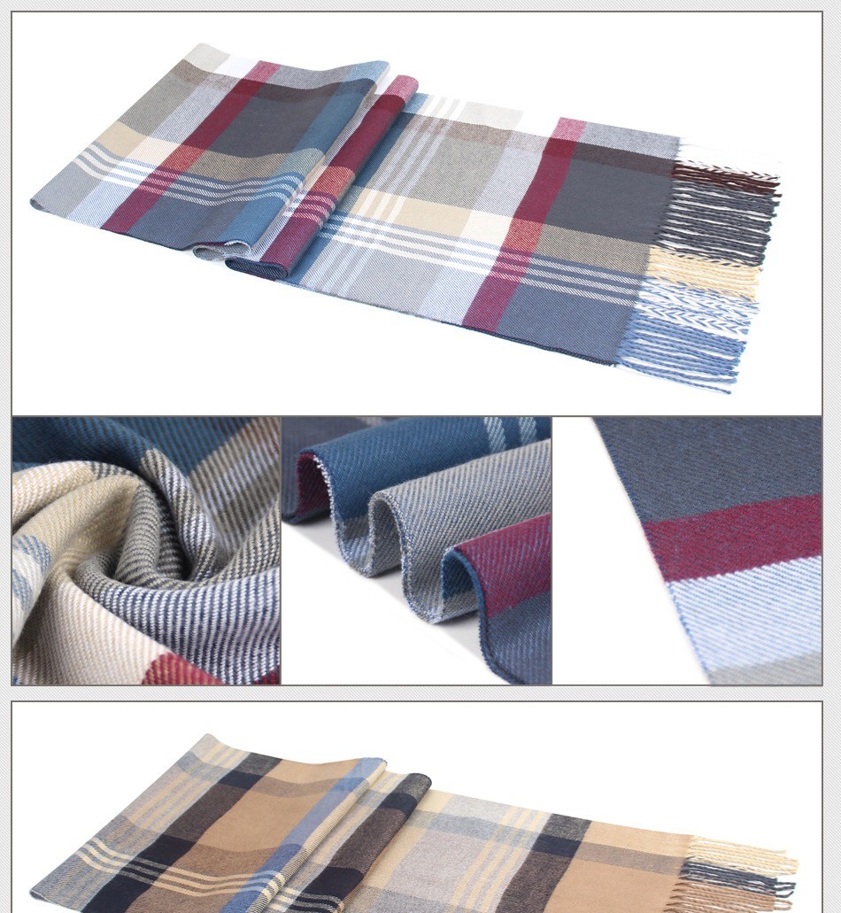 New European And American Fashion Imitated Cashmere Warm Men's Neck Middle-Aged And Elderly Striped Plaid Men's Scarf Giveaway Factory Direct Sales undefined