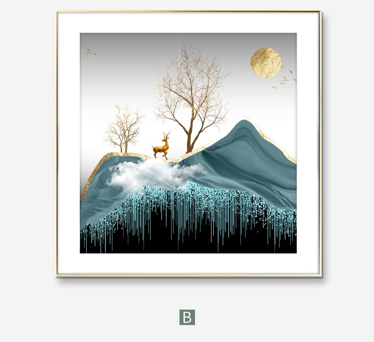 Xiangyun Rui Lu Modern Light Luxury Living Room Decoration Simple Atmosphere Abstract Sofa Background Painting Mural Bedroom Painting undefined
