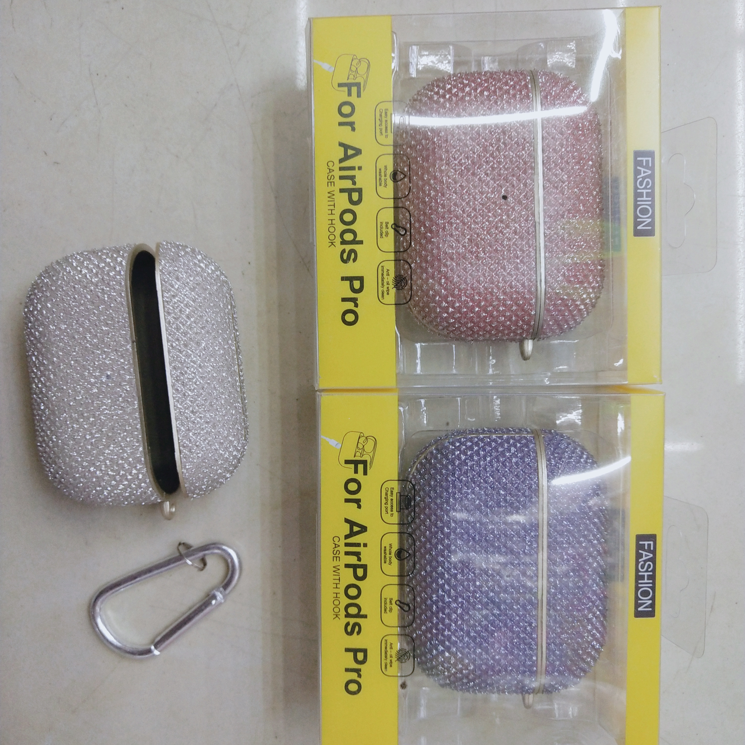 Apple 3rd generation Bluetooth earphone protective case with leather glitter