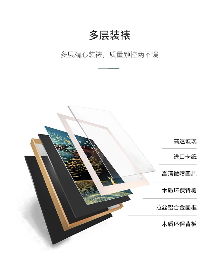 金色羽翼现代简约轻奢卧室床头装饰画横幅主卧抽象挂画客厅画详情图5