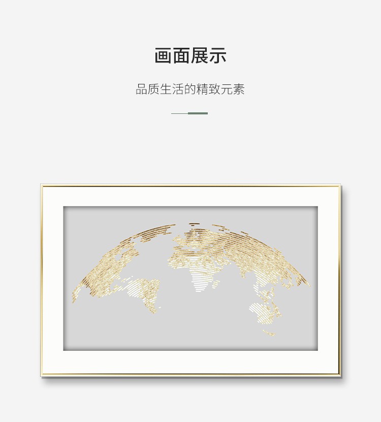 Gold Leaf Map Modern Light Luxury Living Room Decoration Simple Atmosphere Abstract Sofa Background Painting Mural Bedroom Painting details Picture