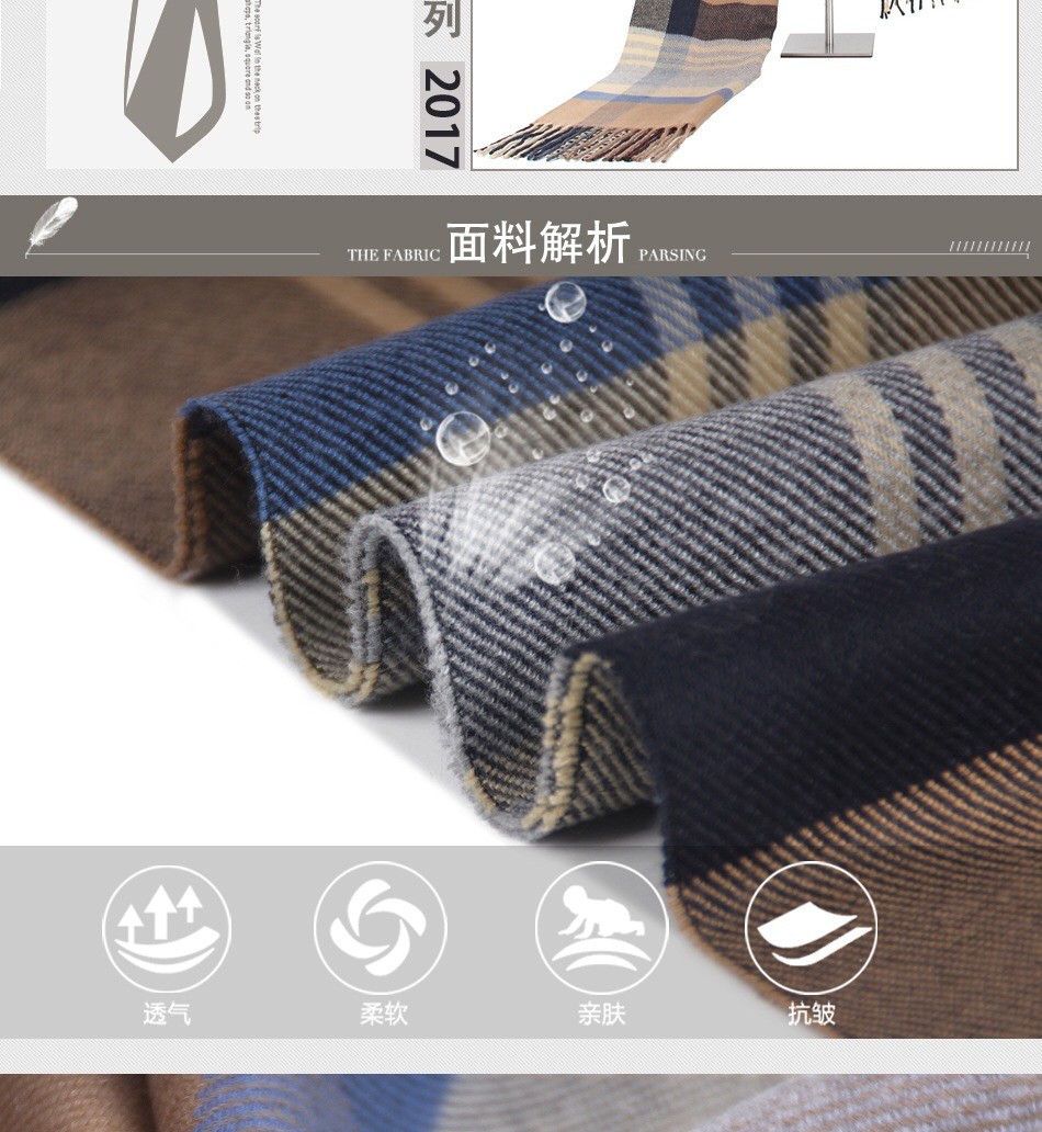 New European And American Fashion Imitated Cashmere Warm Men's Neck Middle-Aged And Elderly Striped Plaid Men's Scarf Giveaway Factory Direct Sales details Picture
