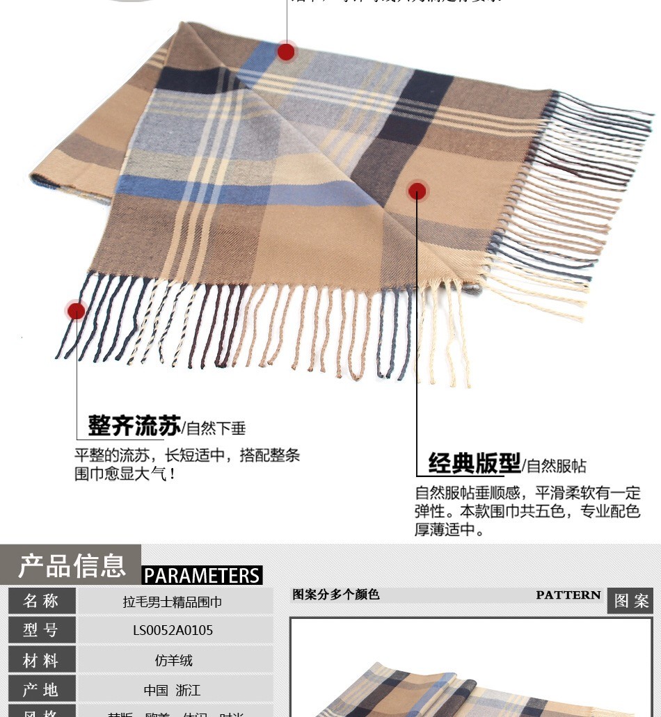 New European And American Fashion Imitated Cashmere Warm Men's Neck Middle-Aged And Elderly Striped Plaid Men's Scarf Giveaway Factory Direct Sales Application Scenario
