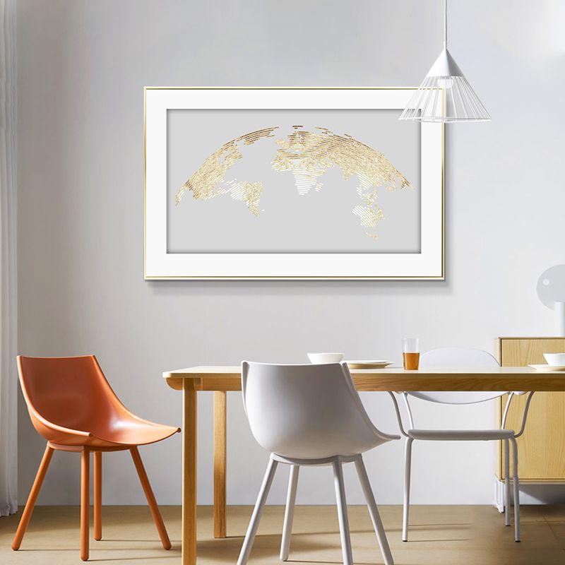 Gold Leaf Map Modern Light Luxury Living Room Decoration Simple Atmosphere Abstract Sofa Background Painting Mural Bedroom Painting details Picture