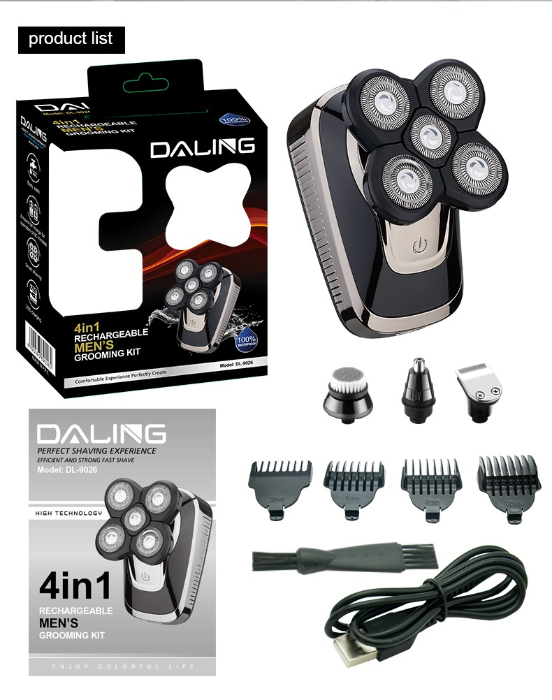 达玲DALING-9026电动剃须刀洁面仪充电式多功能理发鼻毛修剪器批发详情图16