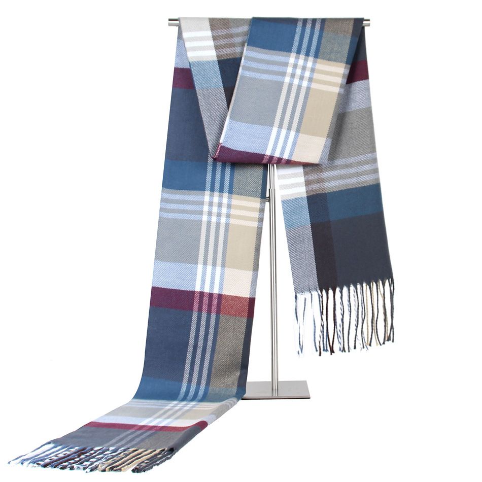 New European And American Fashion Imitated Cashmere Warm Men's Neck Middle-Aged And Elderly Striped Plaid Men's Scarf Giveaway Factory Direct Sales details Picture