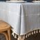 棉麻茶几桌布布艺北欧简约餐桌垫子节日餐会拍照装饰纯色格子台布产品图