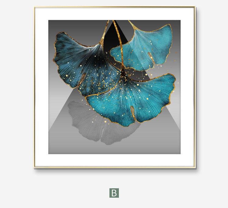 Gold Light Flow Leaf Modern Simple Living Room Decorative Painting Sofa Background Wall Hanging Light Luxury Triptych Abstract Gilt Line Mural undefined