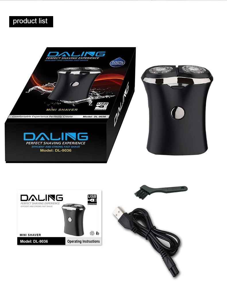 DALING-9036 Electric shaver, Men's rotary razor, two-head washable wholesale detail image 13