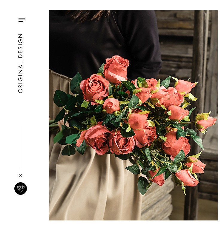 Wholesale of high-end artificial Bulgarian roses, single-stem artificial flowers, artificial flowers, bouquets, home and wedding decoration flowers detail image 10