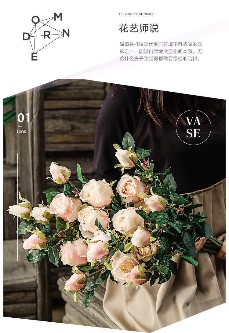 Wholesale of high-end artificial Bulgarian roses, single-stem artificial flowers, artificial flowers, bouquets, home and wedding decoration flowers detail image 4