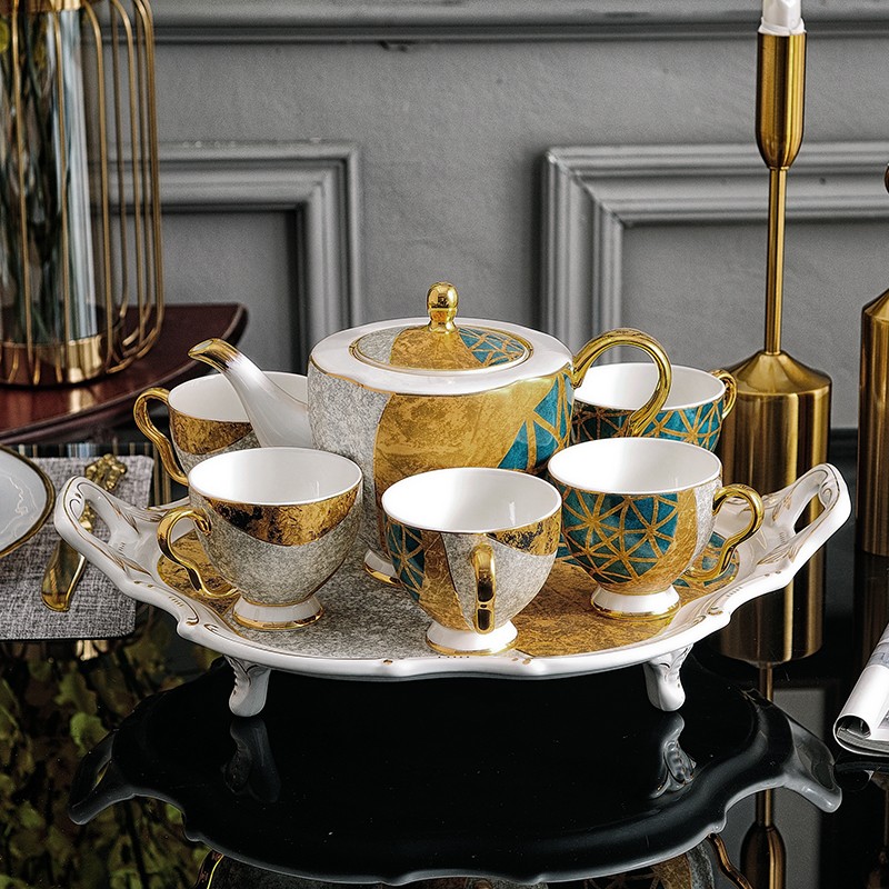 陶瓷咖啡具骨瓷杯子套装水具茶具欧式宫廷风茶具咖啡杯碟描金茶具详情图1