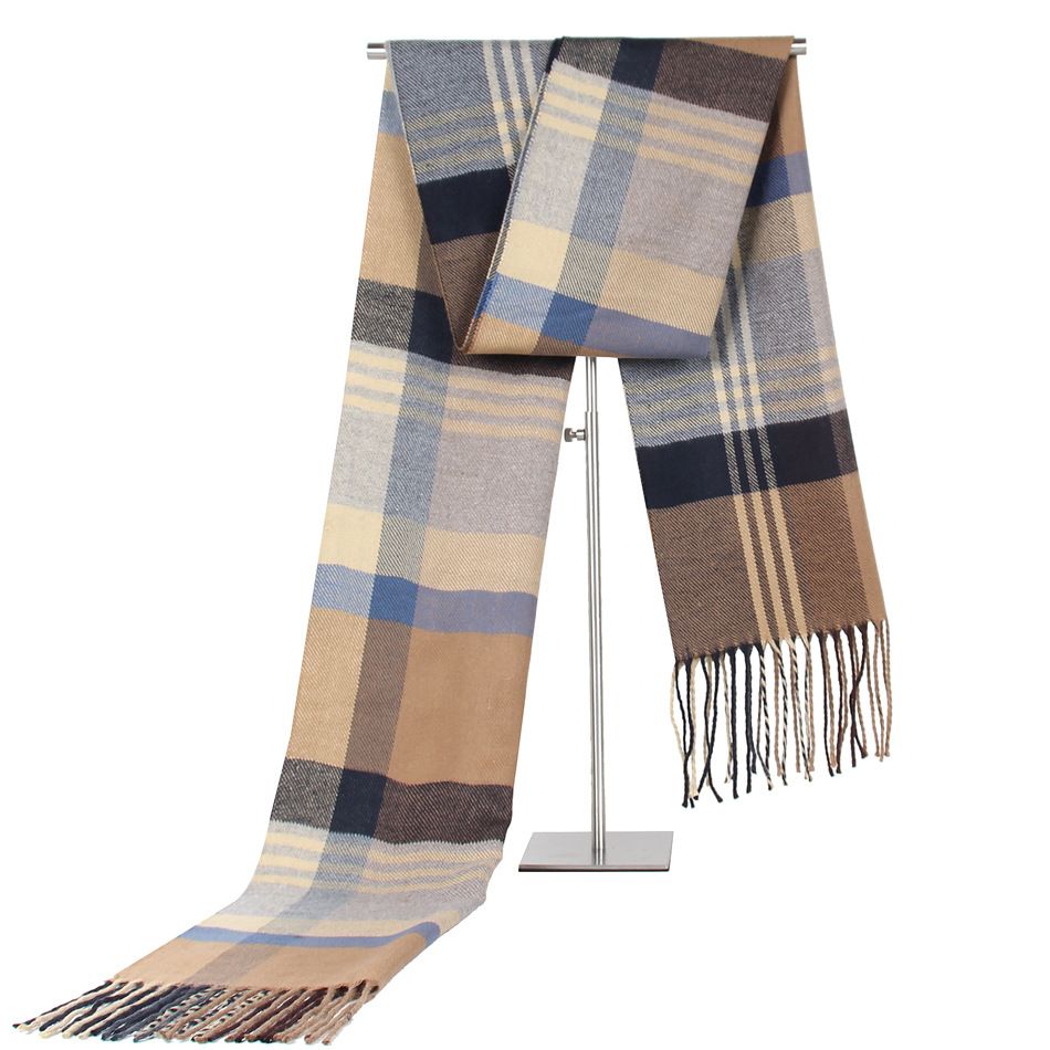 New European And American Fashion Imitated Cashmere Warm Men's Neck Middle-Aged And Elderly Striped Plaid Men's Scarf Giveaway Factory Direct Sales Specification drawing