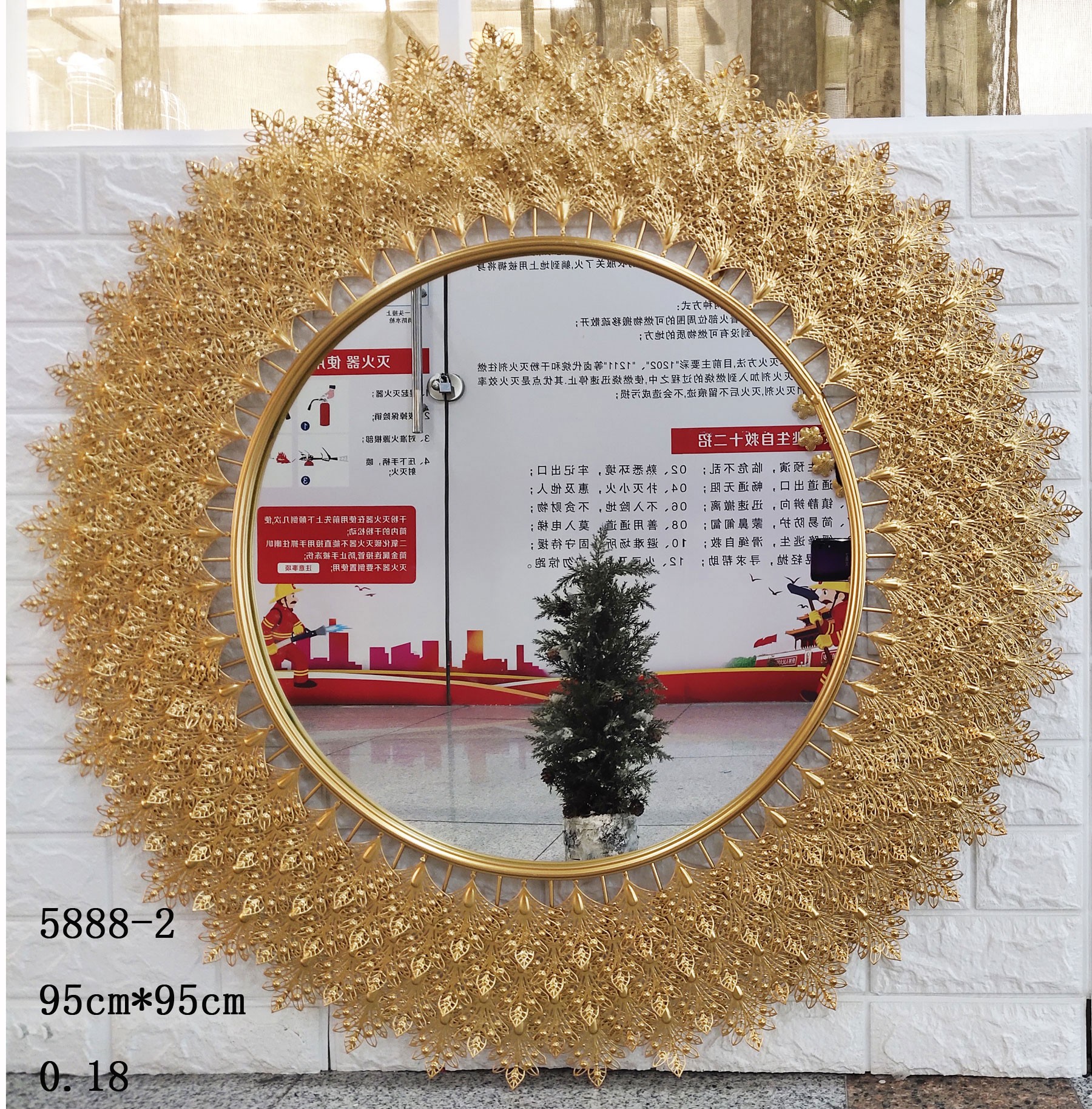 厂家金色金属太阳镜子背景墙装饰品金属圆镜现代豪华挂镜详情图3
