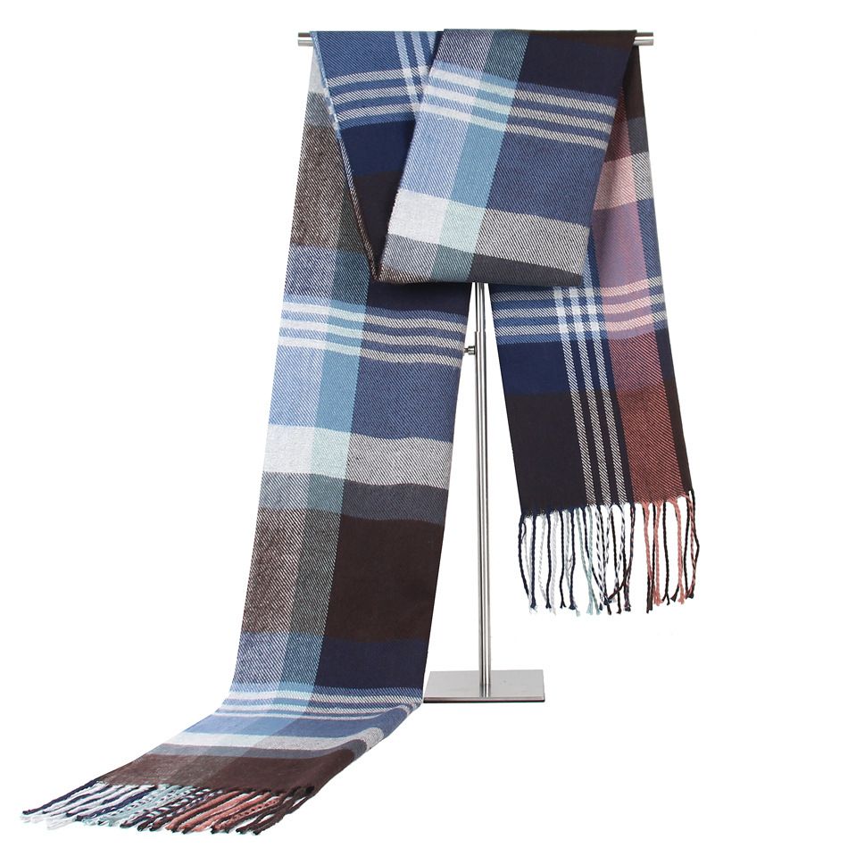 New European And American Fashion Imitated Cashmere Warm Men's Neck Middle-Aged And Elderly Striped Plaid Men's Scarf Giveaway Factory Direct Sales