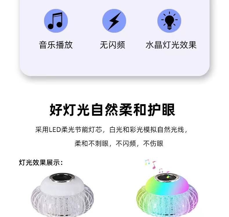LED舞台灯RGB水晶无线蓝牙灯泡七彩变色灯笼款音乐LED球泡灯 详情图3
