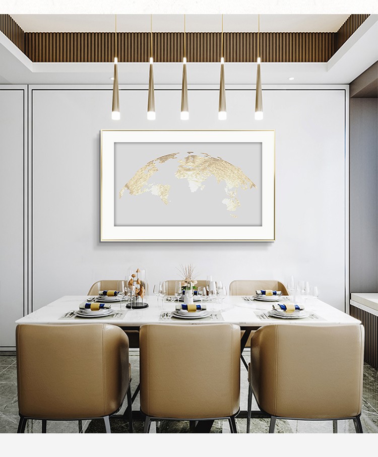 Gold Leaf Map Modern Light Luxury Living Room Decoration Simple Atmosphere Abstract Sofa Background Painting Mural Bedroom Painting Item Picture