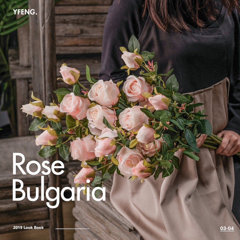 Wholesale of high-end artificial Bulgarian roses, single-stem artificial flowers, artificial flowers, bouquets, home and wedding decoration flowers detail image 12