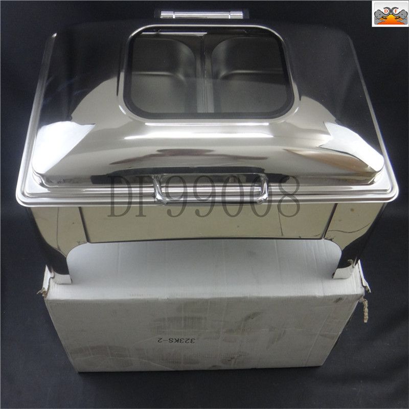 DF99008 Square hydraulic Visible Dining stove, Stainless steel gold-plated buffet stove, rectangular visible cover, hotel restaurant insulated stove, breakfast food heater, DF TRADING HOUSE Specification image