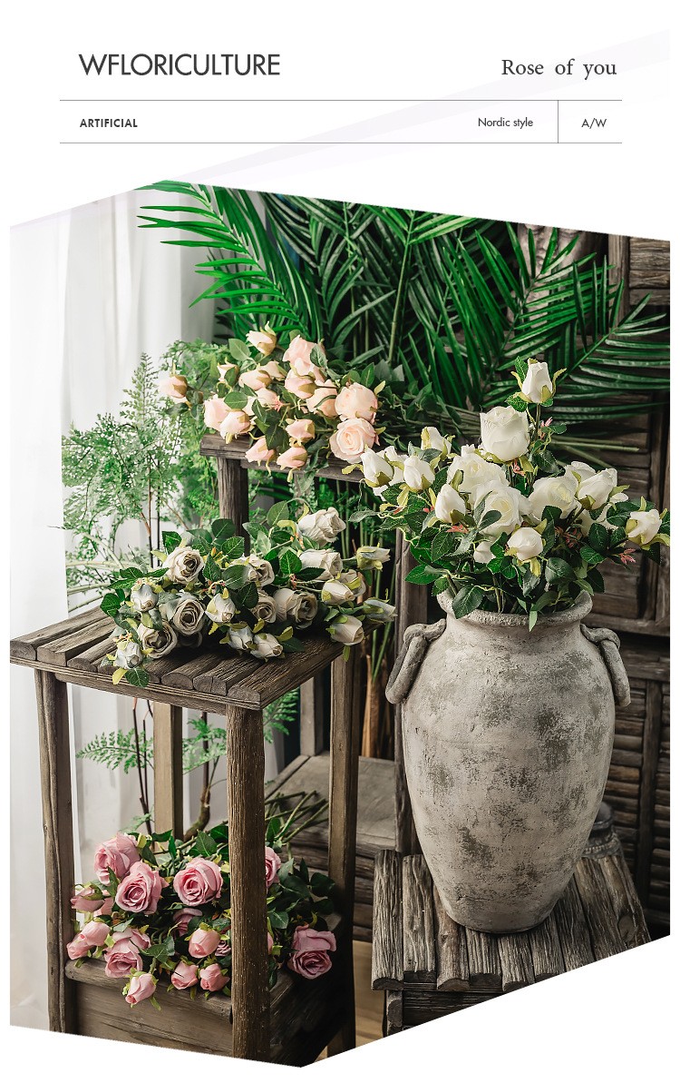 Wholesale of high-end artificial Bulgarian roses, single-stem artificial flowers, artificial flowers, bouquets, home and wedding decoration flowers detail image 5