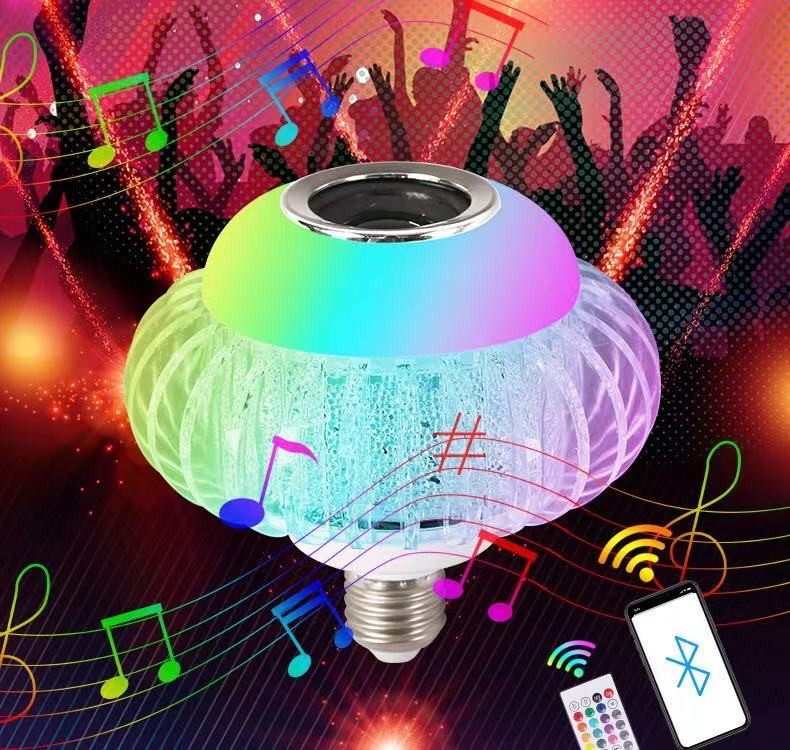 LED舞台灯RGB水晶无线蓝牙灯泡七彩变色灯笼款音乐LED球泡灯 详情图1