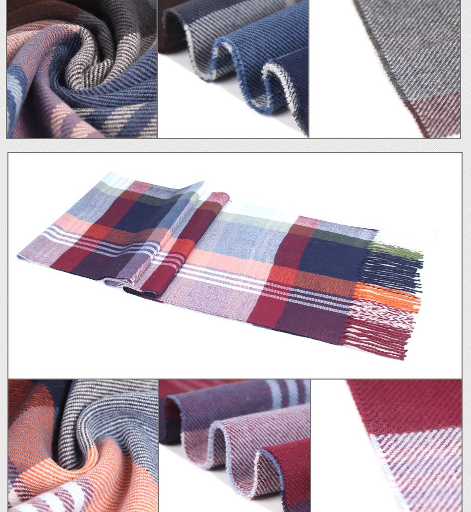 New European And American Fashion Imitated Cashmere Warm Men's Neck Middle-Aged And Elderly Striped Plaid Men's Scarf Giveaway Factory Direct Sales undefined