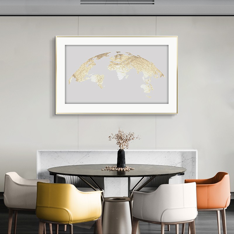 Gold Leaf Map Modern Light Luxury Living Room Decoration Simple Atmosphere Abstract Sofa Background Painting Mural Bedroom Painting full figure