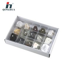 青华QH4009-4矿物晶体矿石标本盒由15种天然矿石组成