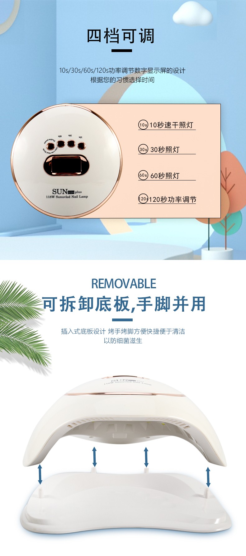 SUN H10 PLUS美甲灯118W大功率30颗双光源灯珠手提式LED显示屏详情6