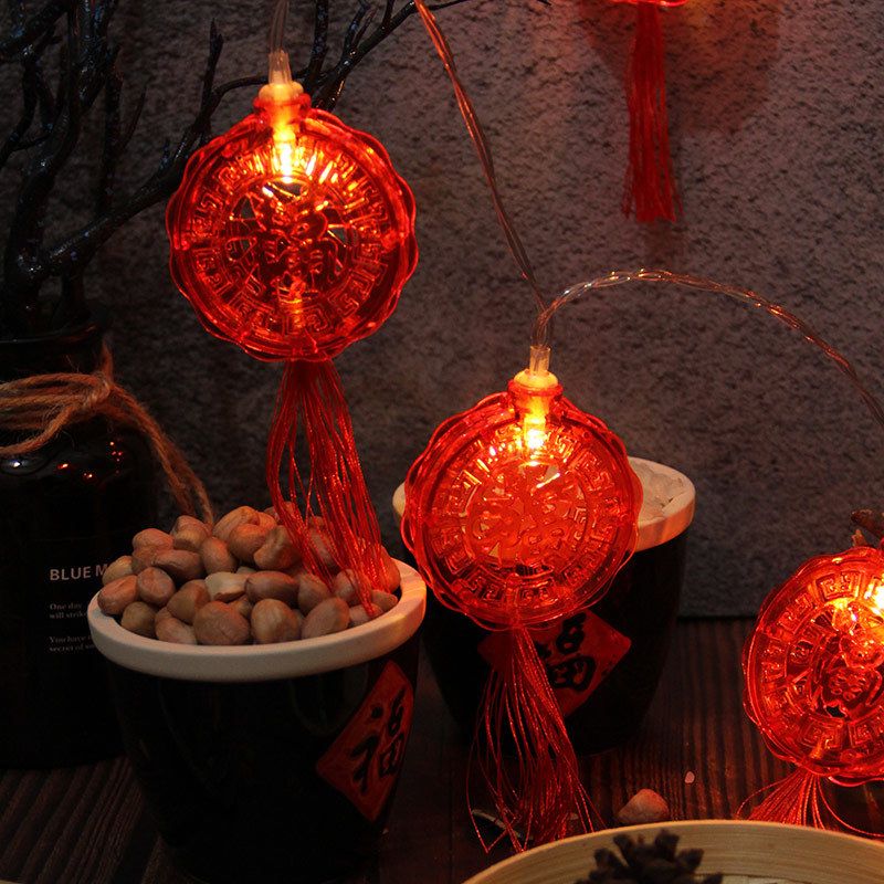 LED中国节红灯笼灯串户外防水彩灯过年春节装饰元宵流苏灯笼灯串产品图