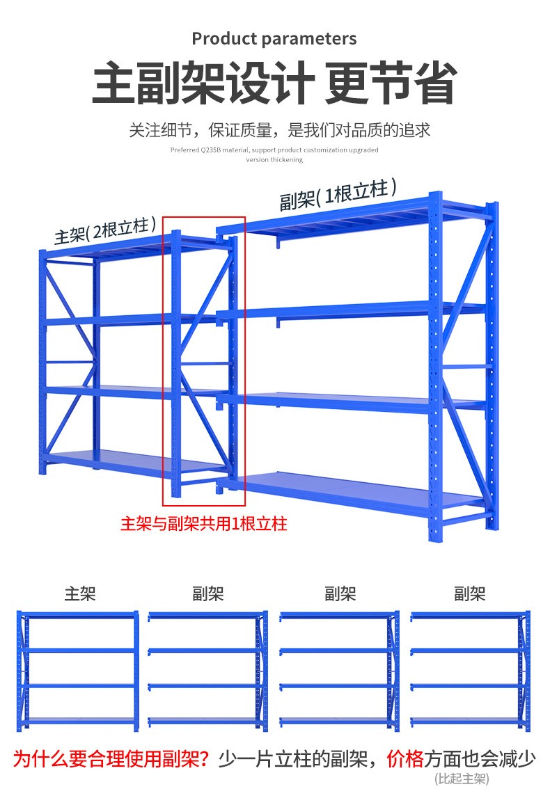 Heavy-duty warehouse shelves, beer, beverage, grain and oil warehouse shelves, hardware storage shelves, warehouse shelves detail image 7