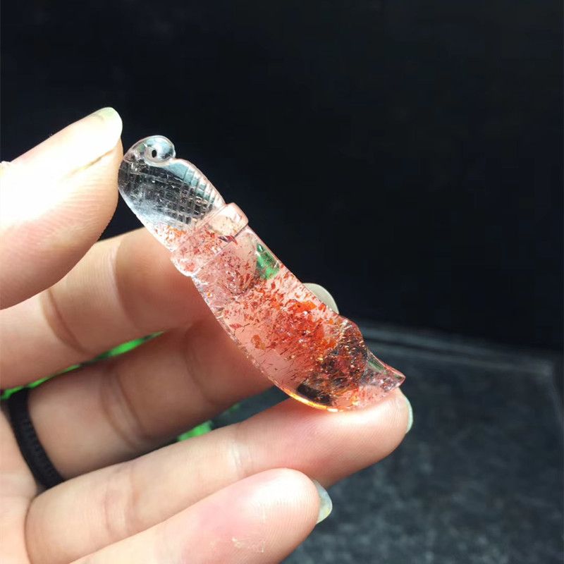 Bright color crystal jewelry natural gold strawberry crystal pendant necklace pendant accessory