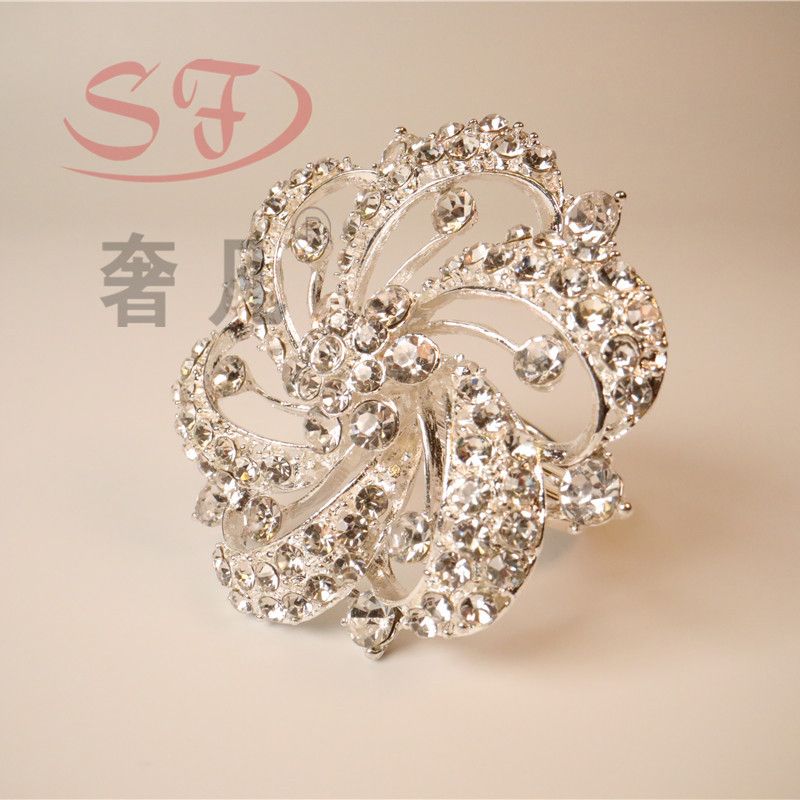 酒店西餐摆台铁丝餐巾扣口布圈金色银色餐巾圈现货批发雪花餐巾扣