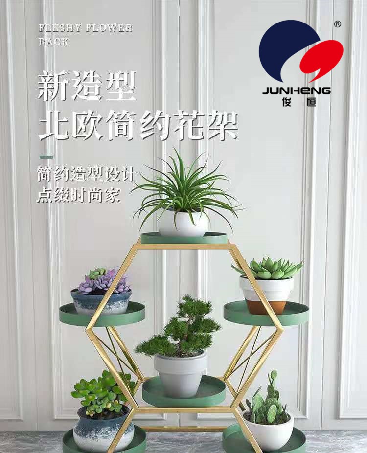 北欧铁艺多层花架可移推拉带轮落地式花盆架客厅绿萝花阳台架子详情图2
