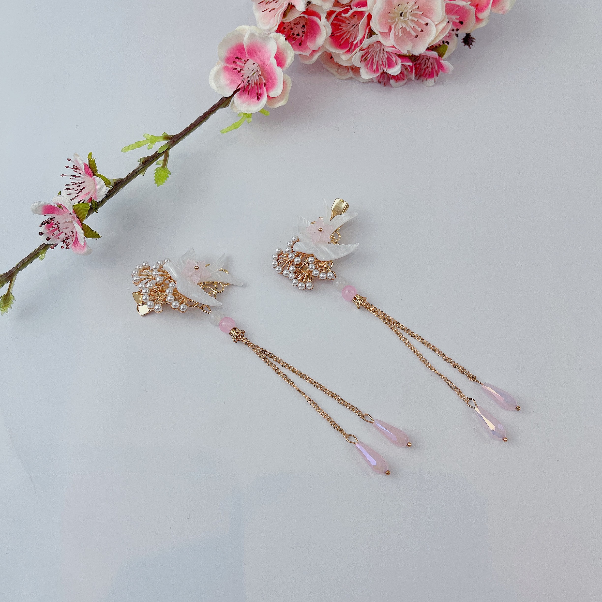 Hairless Hanfu versatile Chinese-style accessories - Chinese-style - Auspicious cloud and White Dove pairing detail image 2