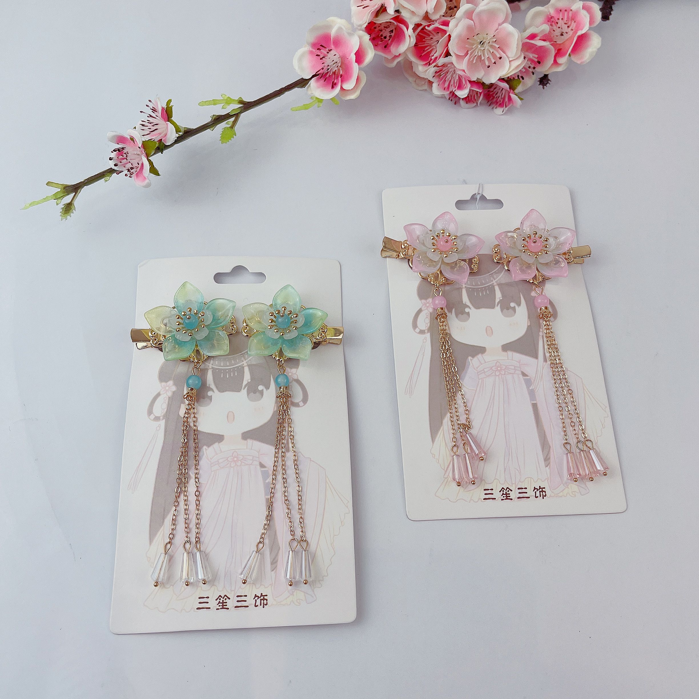Hairless Hanfu versatile Chinese-style accessories - Chinese-style - osmanthus crystal pendant pair