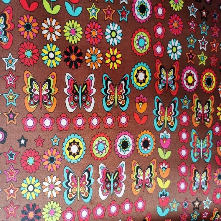 Color tinte colección estampado floral de mariposa estampado 100% poliéster tejido inferior espuma de PVC details Picture