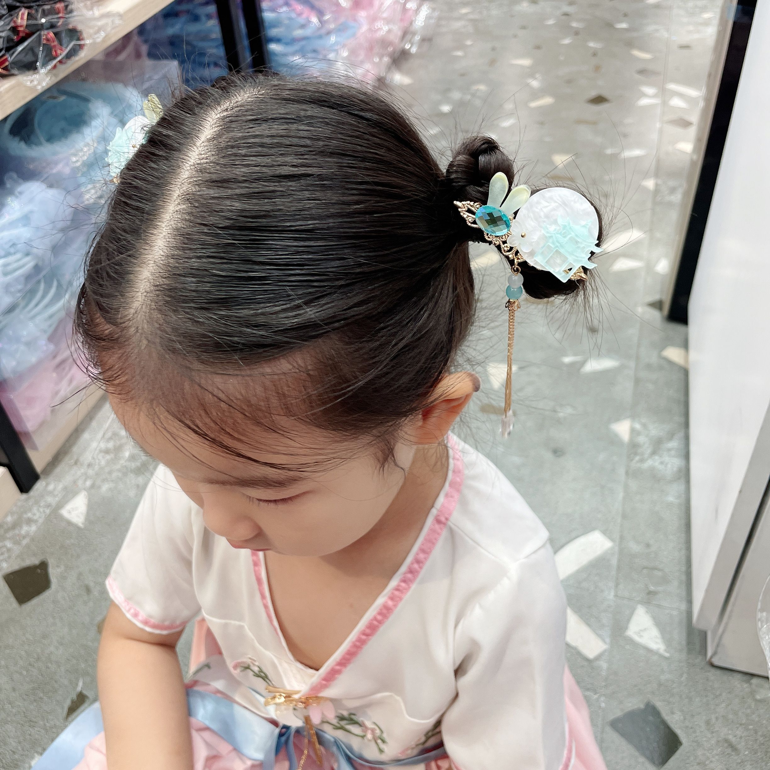 Hairless Hanfu versatile Chinese-style accessories - Chinese-style - Moon Palace Full Moon Jade Rabbit Pair