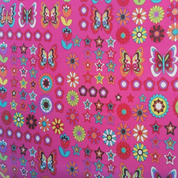 Color tinte colección estampado floral de mariposa estampado 100% poliéster tejido inferior espuma de PVC Application Scenario