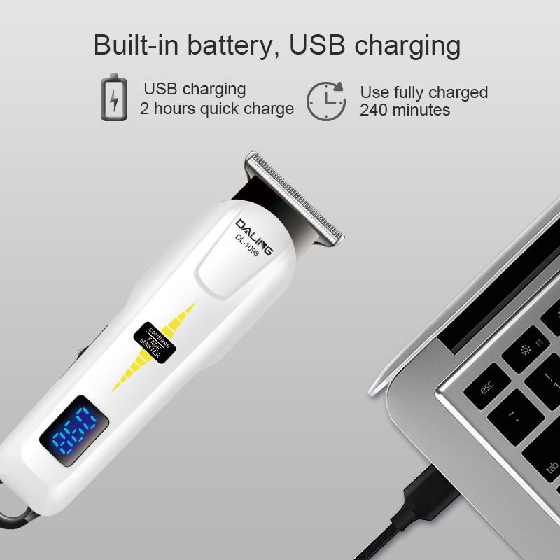 Darling DALING-1096 tallas cortador de pelo cortador de pelo eléctrico cortador de pelo corte de borde blanco LED pantalla digital herramienta de corte de pelo cortador de pelo afeitado artefacto de cabeza para adultos y niños empujador eléctrico comercio exterior al por mayor details Picture