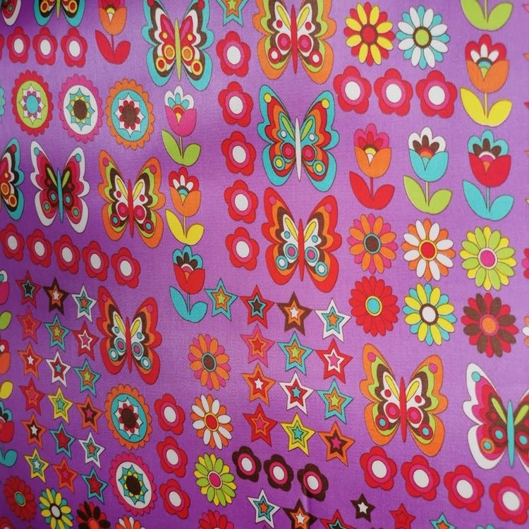 Color tinte colección estampado floral de mariposa estampado 100% poliéster tejido inferior espuma de PVC Specification image