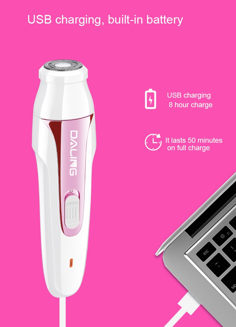 Daling DL-6019 Lady USB charging pull-out hair remover, Shaver, Razor, Hair Remover with light for cross-border use detail image 8