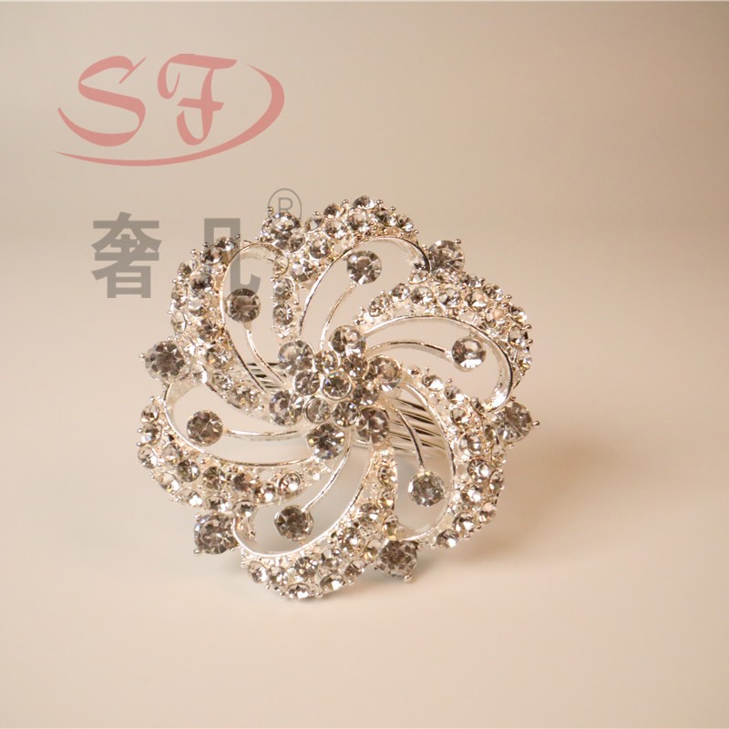 酒店西餐摆台铁丝餐巾扣口布圈金色银色餐巾圈现货批发雪花餐巾扣详情图2