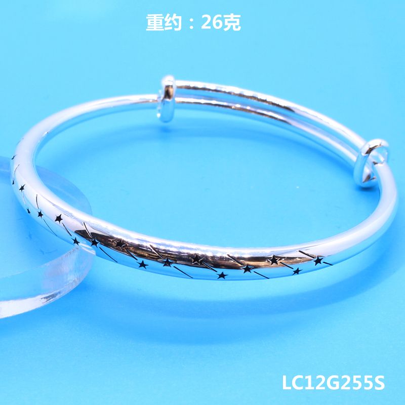 S999 Foot silver bracelet Solid smooth bracelet push pull adjustable silver bracelet girlfriend mother holiday gift thumbnail