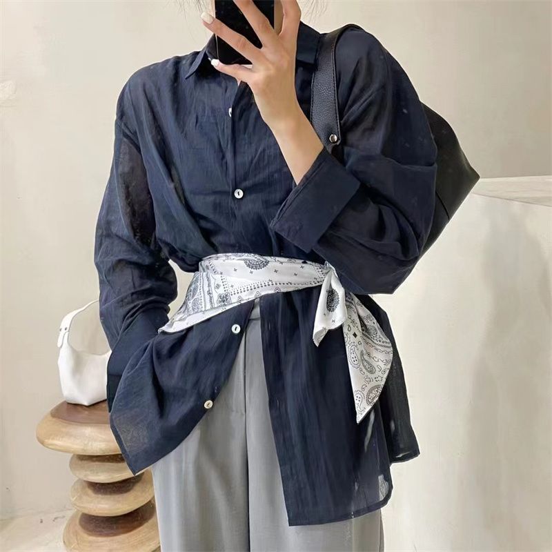 新款时尚潮流设计款上衣衫女早秋2021新款慵懒百搭通类薄款女装58