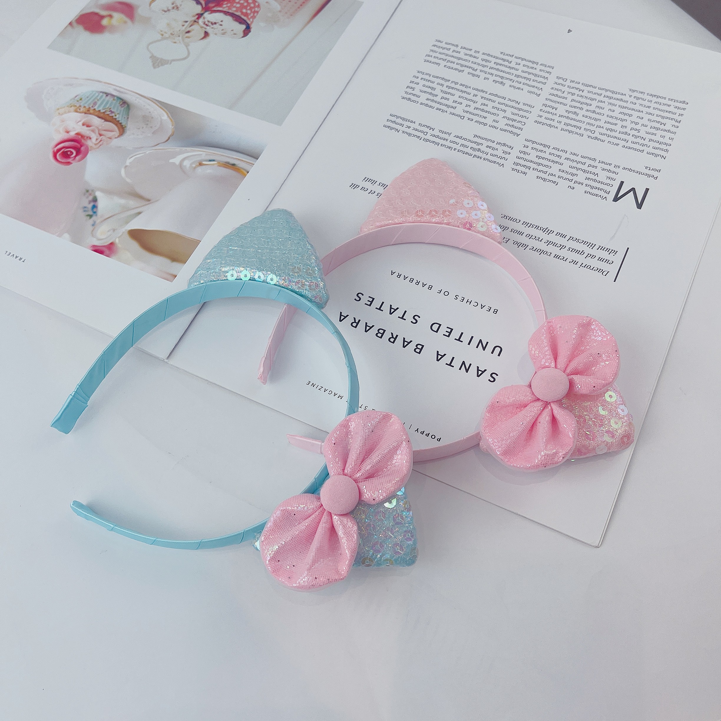 A versatile Chinese-style accessory for Hanfu without hair entanglement - the super cute series of round cat-ear hair bands detail image 2