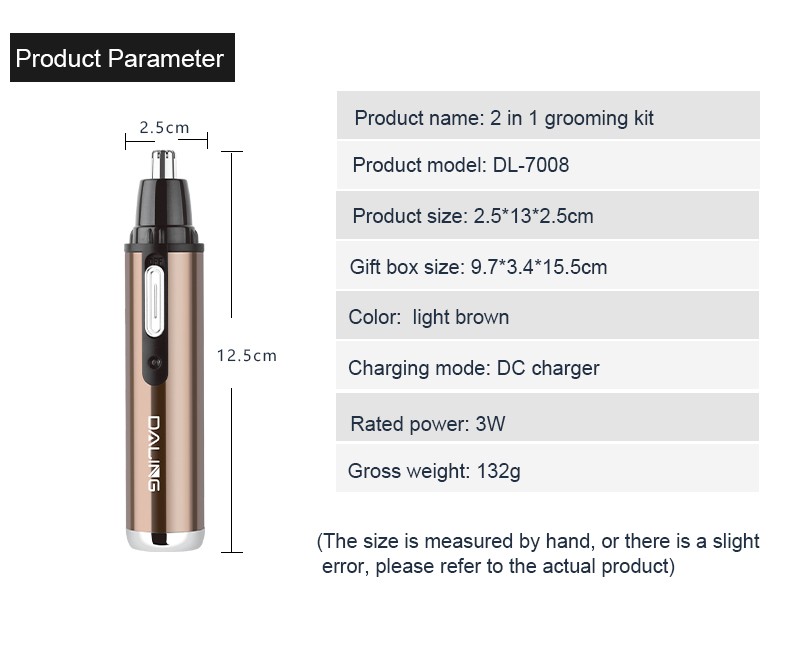 Ms. DALING's Daling Electric Nose Hair Trimmer DALING-7008 Nose Hair and Sideburn Trimmer Multi-functional Set Wholesale Cross-border detail image 12