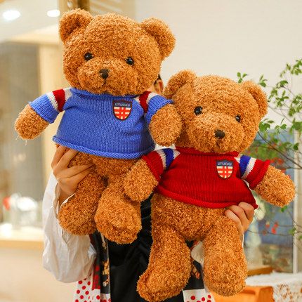 Cute teddy bear doll Bear stuffed animal Cuddle bear doll girl throw pillow Children's Day gift thumbnail