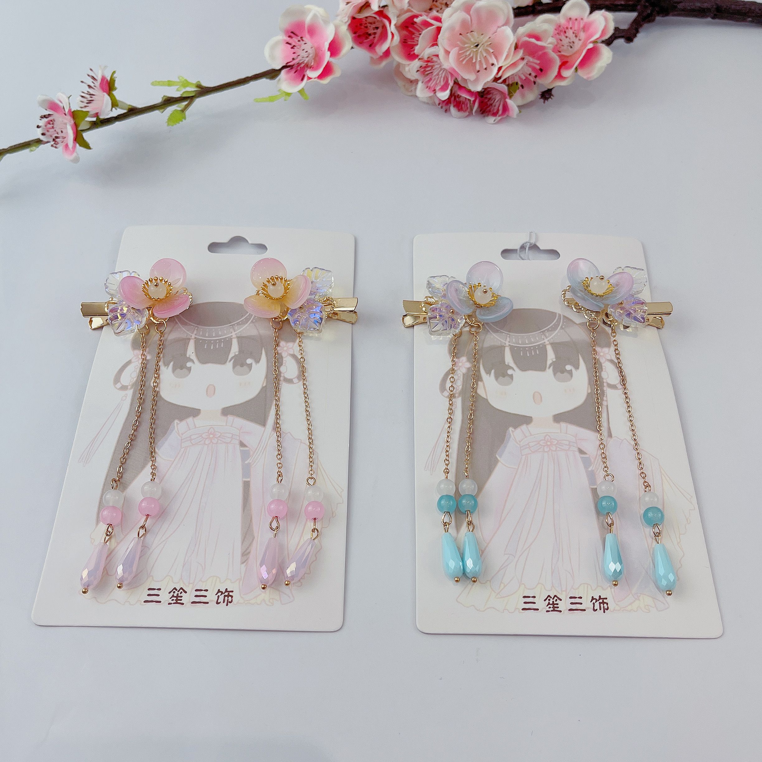 A versatile Chinese-style accessory for Hanfu without hair entanglements - a pair of osmanthus leaf and pearl pendants